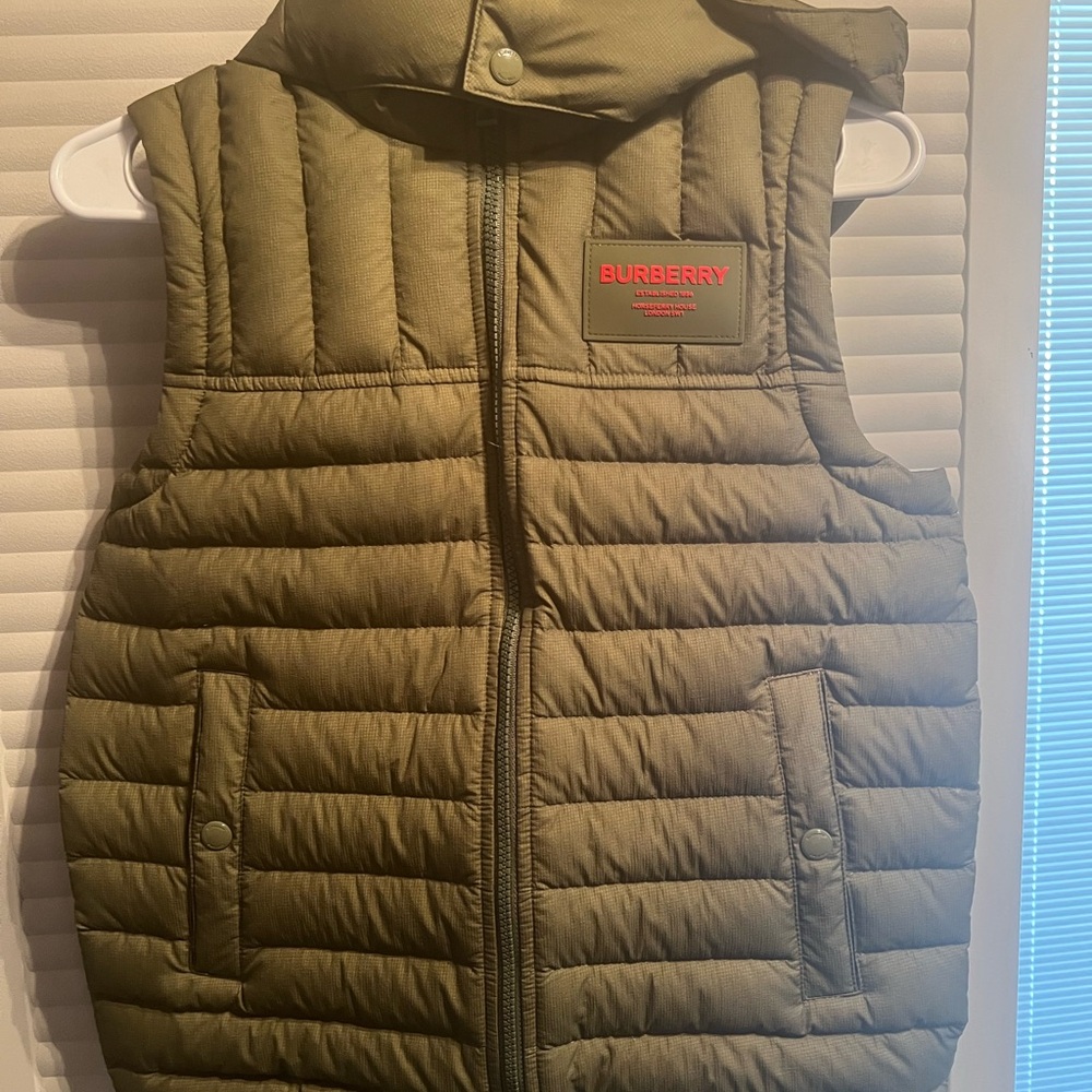 Burberry Olive Green Kids Puffer Vest
